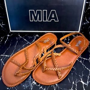 MIA Golden Brown/Tan Strappy Sandals